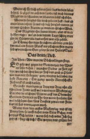 Das dritte Lied. Jm Thon: Wie man die Büchenklingen singt.