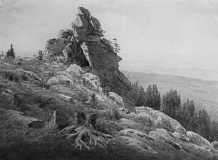 Felsenpartie, wohl Klippe auf dem Erdbeerkopf beim Brocken (Harz)