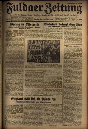 Ausgabe vom Freitag, den 25. März 1938.