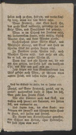 Nach der Schlacht bei Kollin, den 18. Junius 1757.