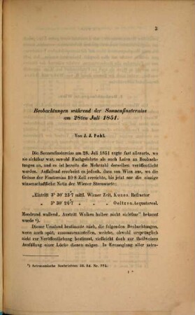 Beobachtungen während der Sonnenfinsterniss am 28. Juli 1851