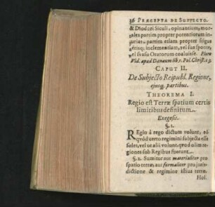 Caput II. De Subiecto Reipubl. Regione, eiusq. partibus.