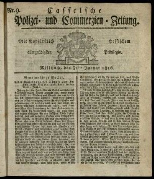 Nr. 9, Mittwoch, den 31sten Januar 1816