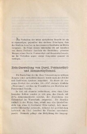 Beiträge zur Kenntniss der höher methylirten Benzole : Inaugural-Dissertation