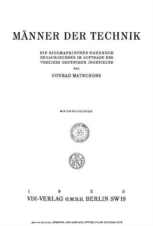 Männer der Technik : ein biographisches Handbuch