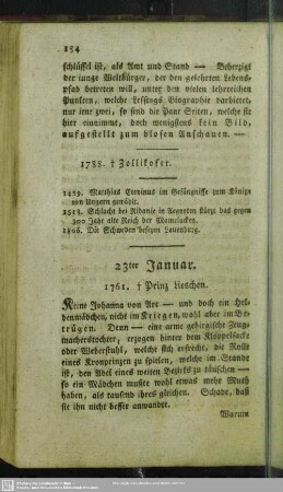 23ter Januar. 1761. † Prinz Lieschen