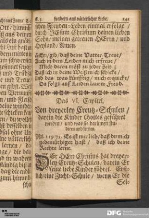 Das VI. Capitel. Von dreyerley Creutz-Schulen...