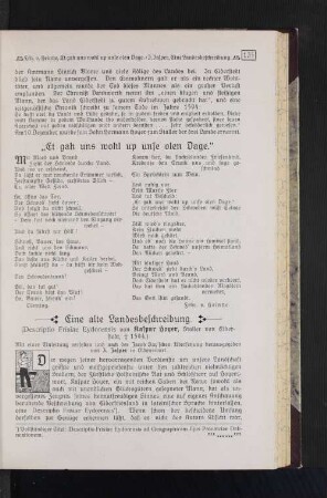 "Et gah uns wohl up unse olen Dage."