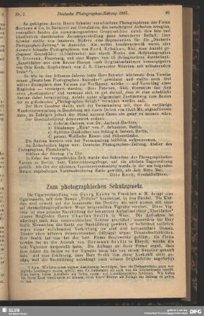 Zum photographischen Schutzgesetz