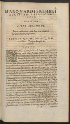 Marquardi Freheri Augustani F. Iurisconsulti, &c. Parergon. Liber Secundus.