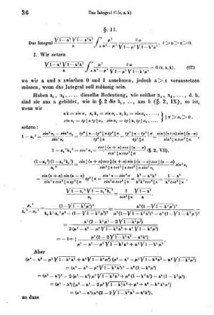 § 11. - 20. Berechnung der Integrale. Verwandlung der elliptischen Integrale dritter Art in einander.