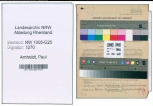 Entnazifizierung Paul Arnholdt , geb. 10.12.1902 (Kaufmaennischer Angestellter)