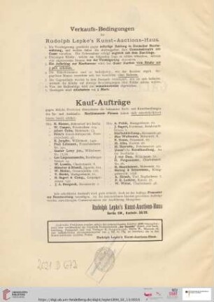 Verkaufs-Bedingungen / Kauf-Aufträge