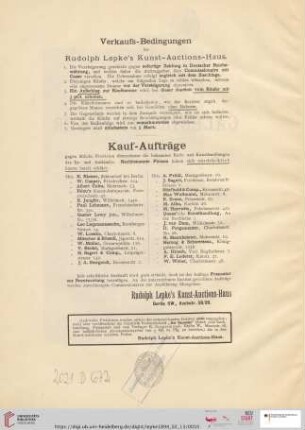 Verkaufs-Bedingungen / Kauf-Aufträge