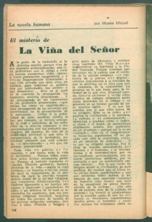 El misterio de "La viña del Señor" : La novela humana
