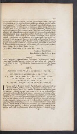 XVII. Responsio Inclutae Academiae Iuliae