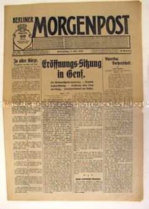 Tageszeitung "Berliner Morgenpost" zur Eröffnung der Weltwirtschaftskonferenz in Genf