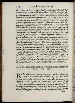 Deus an efficiat omnia causis secundis nihil coferentibus. Cap. XXIV.