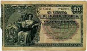 Geldschein, 20 Pesos, 12.8.1891