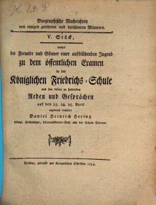 Biographische Nachrichten von einigen gelehrten und berühmten Männern. 5. 1794