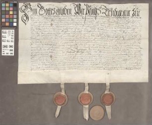 Butzbach: Tauschkontrakt zwischen Landgraf Ludwig den Älteren zu Hessen, Hermann Adolph und Johann Albrecht, Gevattern, Grafen zu Solms, den von H...