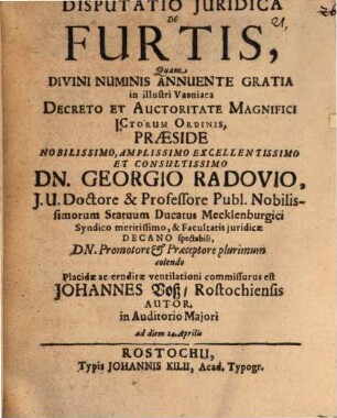 Disputatio juridica de furtis