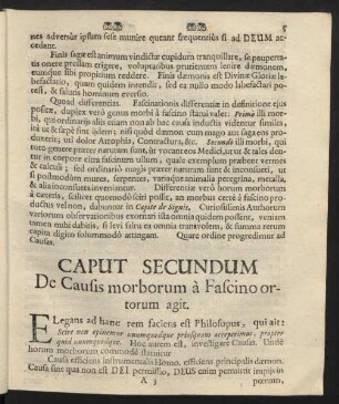 Caput Secundum De Causis morborum a Fascino ortorum agit