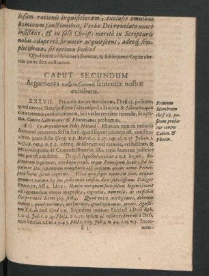 Caput Secundum. Argumenta ... sententiae nostrae exhibens.