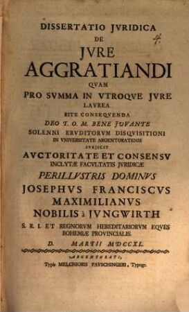 Diss. iur. de iure aggratiandi