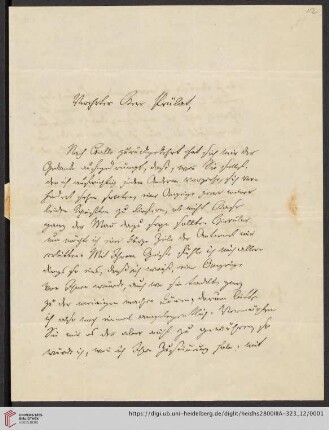 Korrespondenz August Tholuck / Carl Ullmann: Brief von August Tholuck an Carl Ullmann