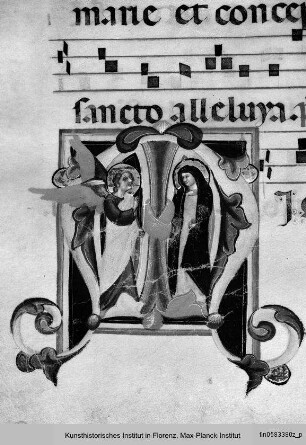 Initiale M mit der Verkündigung - Proprium de tempore