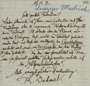Brief an die Illustrirte Zeitung