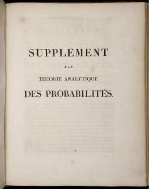 Supplément A La Théorie Analytique Des Probabilités.