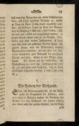 43-72, V. Die Policey der Viehzucht
