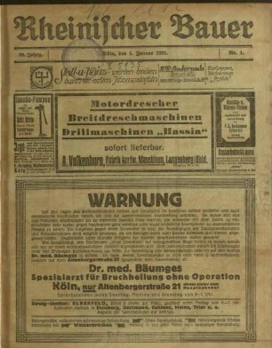 Rheinischer Bauer / 39. Jahrgang 1921