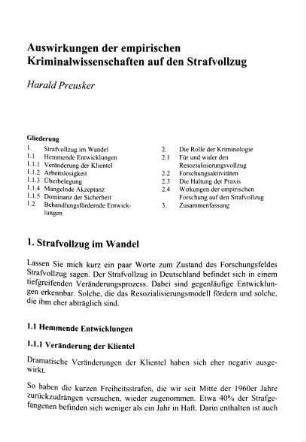 321-332, Auswirkungen der empirischen Kriminalwissenschaften auf den Strafvollzug