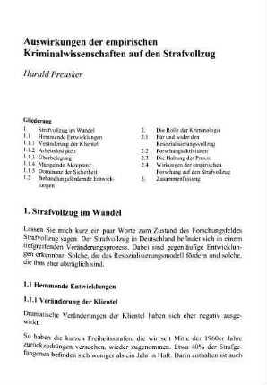 321-332, Auswirkungen der empirischen Kriminalwissenschaften auf den Strafvollzug