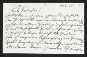 Brief von Josef Block an Margarete Hauptmann
