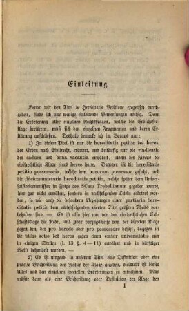 Exegetisch-dogmatischer Commentar über den Pandectentitel De Hereditatis Petitione, 1. Abtheilung