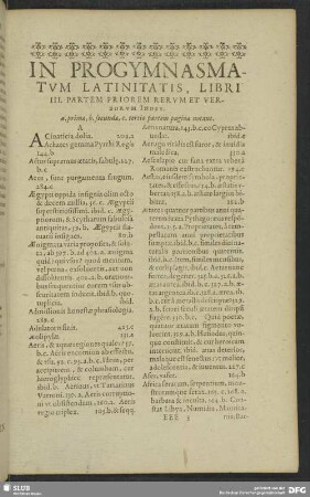 In Progymnasmatum Latinitatis, Libri III. Partem Priorem Rerum Et Verborum Index