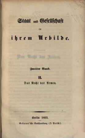 Staat und Gesellschaft in ihrem Urbilde, 2,II