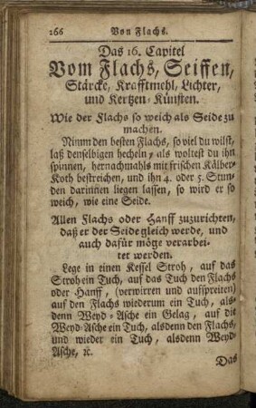 16. Vom Flachs, Seiffen, Stärcke, Krafftmehl, Lichter und Kerzen-Künsten.