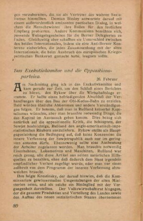 Das Exekutivkomitee und die Oppositionsparteien