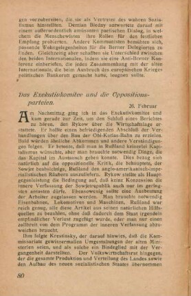 Das Exekutivkomitee und die Oppositionsparteien