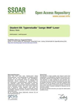 Student 69: Typenstudie "Junge Welt"-Leser