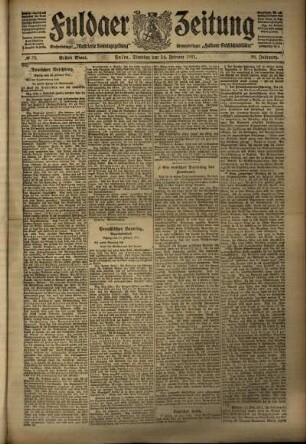 Erste Ausgabe vom Dienstag, den 14. Februar 1911.