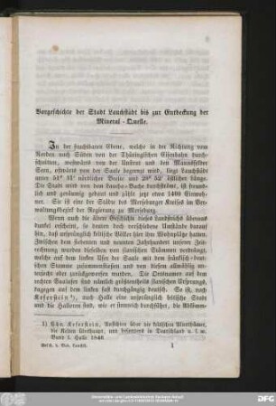 Vorgeschichte der Stadt Lauchstädt bis zur Entdeckung der Mineral-Quelle.
