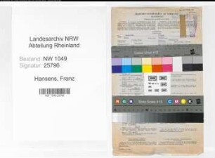 Entnazifizierung Franz Hansens , geb. 13.09.1891 (Polizeibeamter)