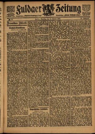Zweite Ausgabe vom Samstag, den 14. Januar 1905.