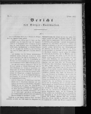 Nr. 1. Bericht des Bürger=Ausschusses. Februar 1863.